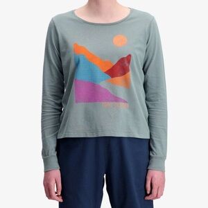 Topo Designs Cotton Mountain‎ Printed Long Sleeve Graphic T-shirt Women’s Small